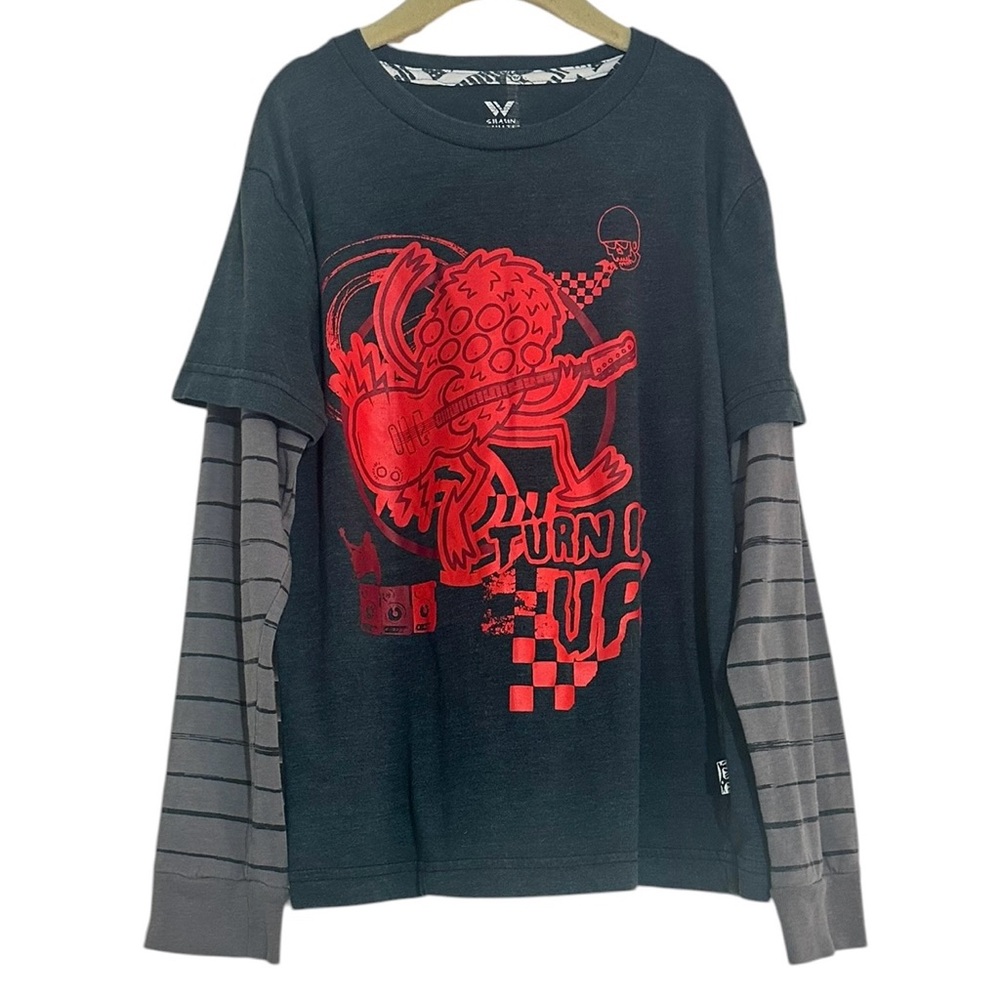 Shaun White "TURN IT UP" Red Monster Graphic Layered Long Sleeve T-Shirt - M